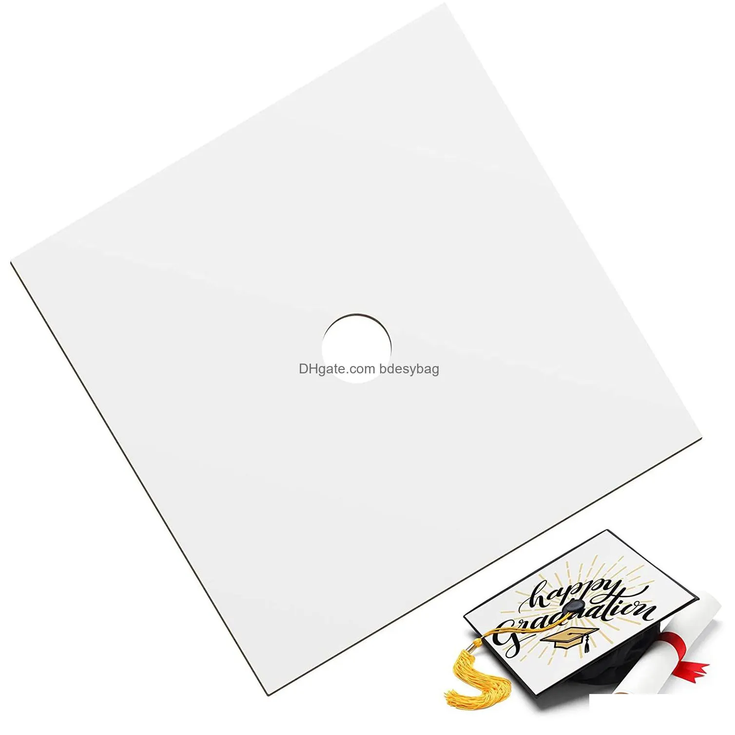 sublimation blanks graduation cap topper heat transfer plate white blank mdf adhesive grad hat topper decorations for boys girls grad ceremony