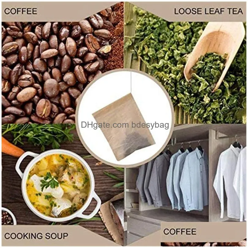 100pcs/lot loose leaf filter bag coffee tools natural unbleached empty paper infuser strainers for tea wooden color