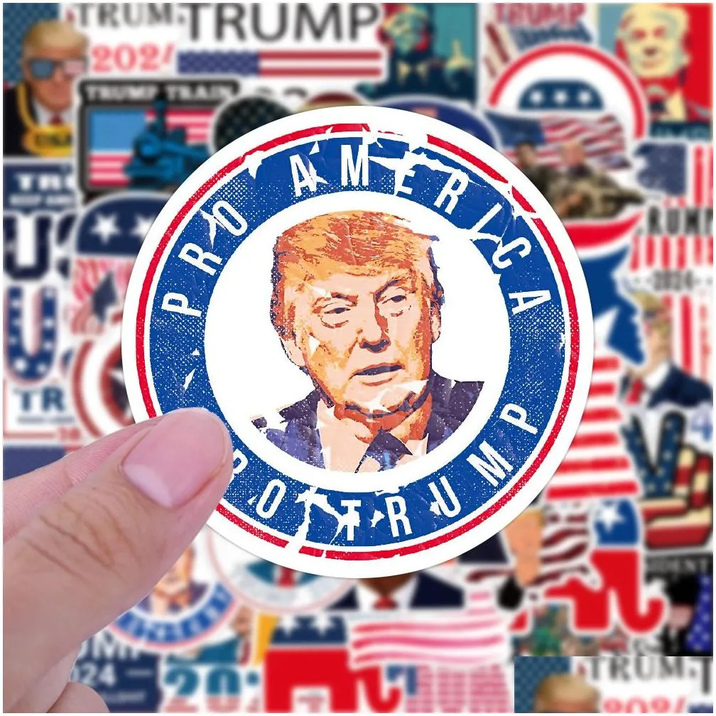 pack of 50pcs wholesale usa president stickers trump 2024 sticker waterproof no-duplicate water bottle notebook skateboard luggage car decals