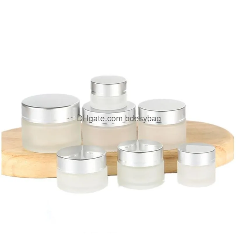 5g 10g 15g glass jar cream bottle cosmetic empty container with black silver gold lid and inner pad for lotion lip balm