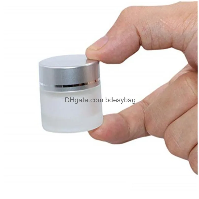 5g 10g 15g 20g 30g 50g frosted glass bottles cosmetic jar empty face cream lip balm storage container refillable sample bottle with silver