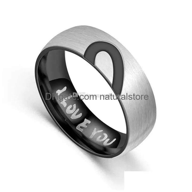 stainless steel i love you ring diamond half heart ring couple rings engagement wedding ring for women mens will and sandy fashion