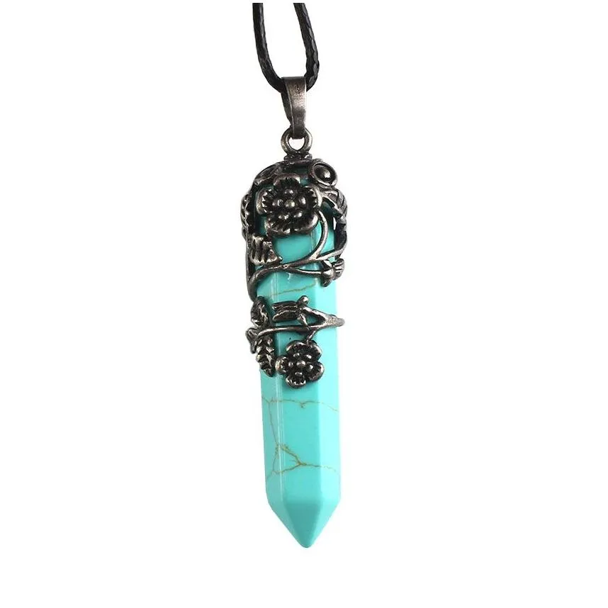 crystal necklace natural reiki healing stone pendant with chain amethyst pink quartz gemstone chakra yoga pendulum divination energy jewelry