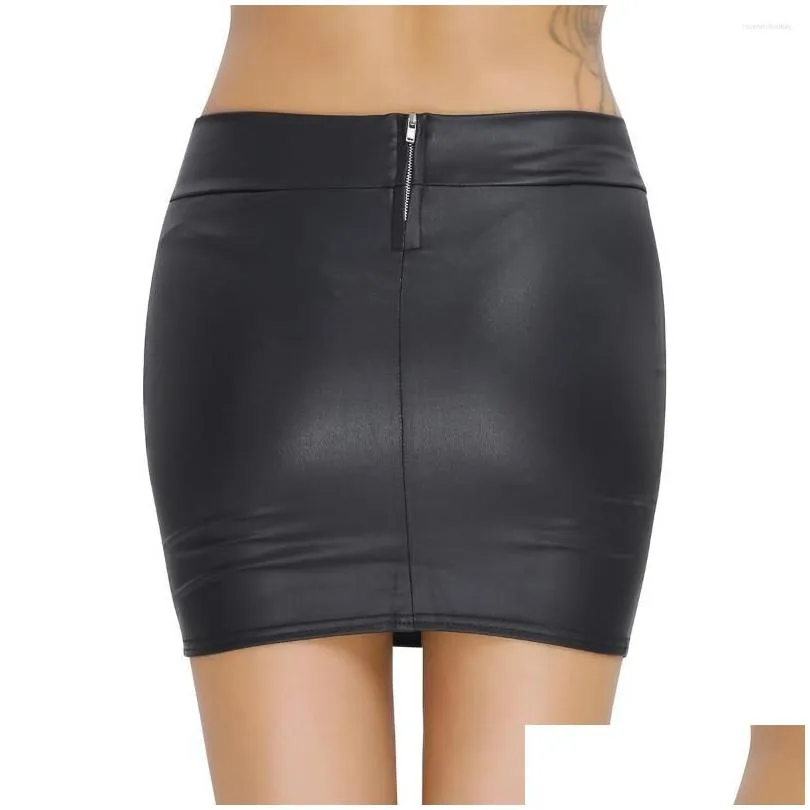 skirts womens femme dress faux leather y miniskirts with zippered pole clubwear for evening parties mini skirt