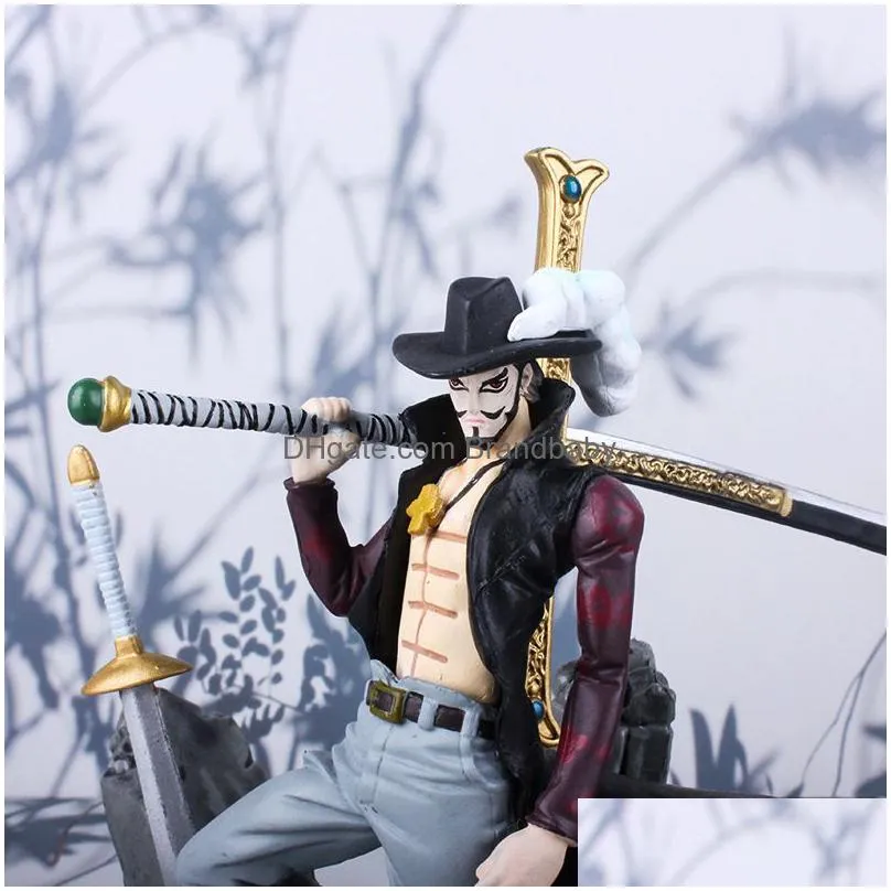 decompression toy 16cm anime one piece dracule mihawk figurine combat ver. pvc action figure collection model toys gift for collectible