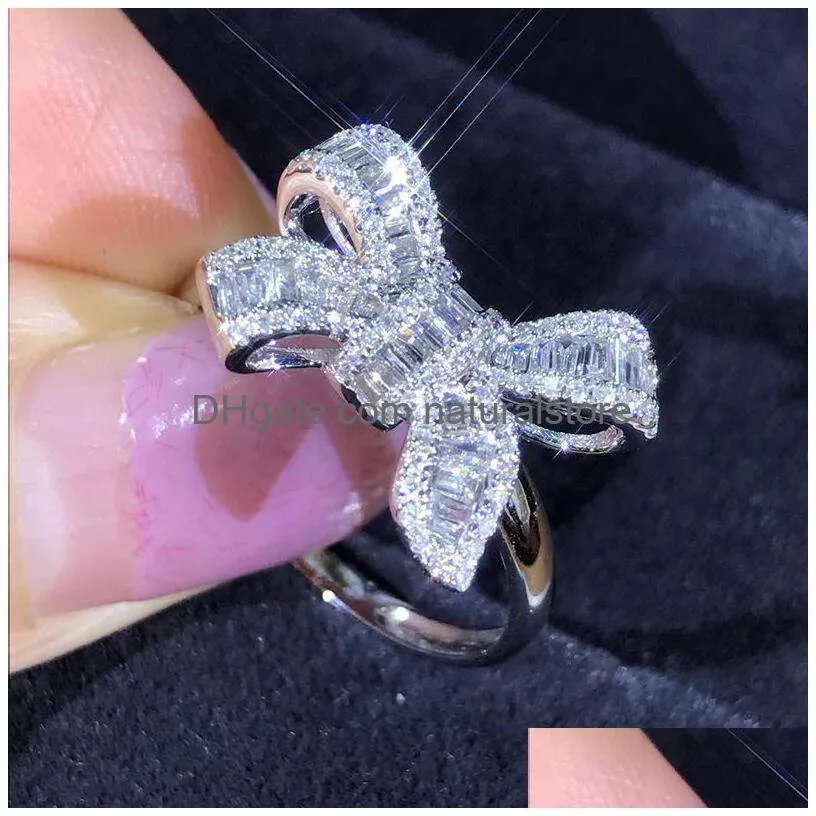 crystal bowknot ring new deisgn knot diamond ring engagement wedding ring for women fashion jewelry gift