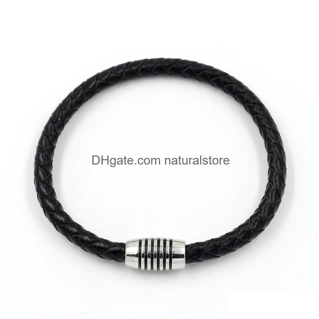 weave leather bracelet charm silver gold magnetic clasp braid bracelets wristband cuff women men fashion jewelry will and sandy drop