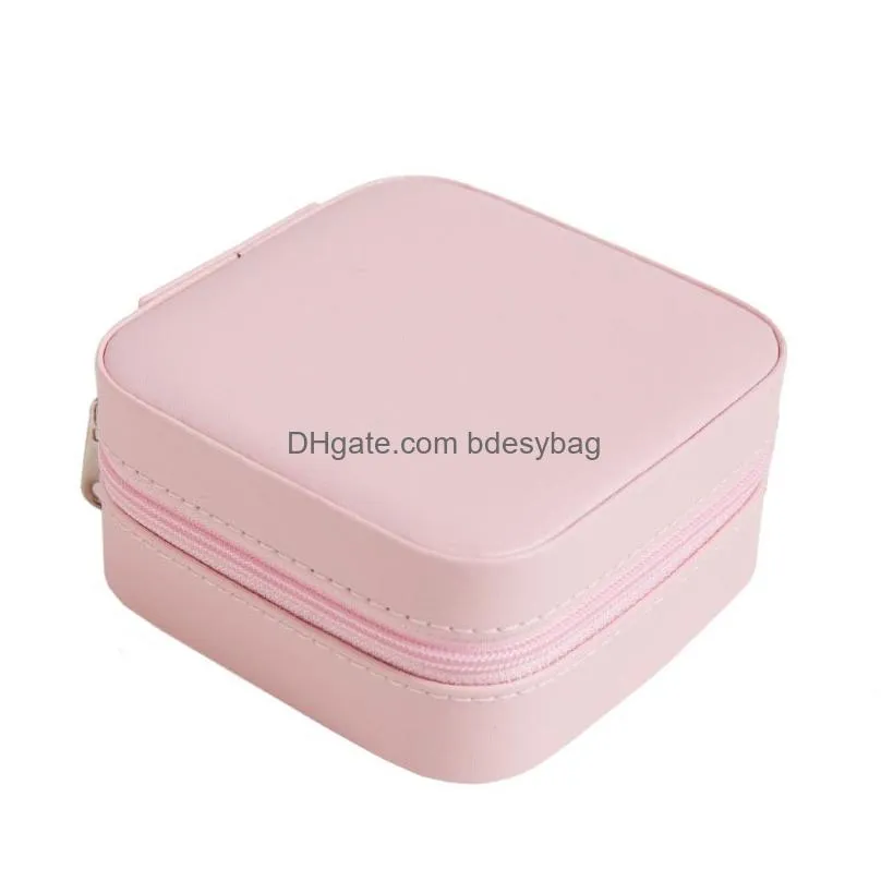 portable travel jewelry box pu leather storage organizer case double layer small jewelry boxes for necklace ring bracelet lipstick