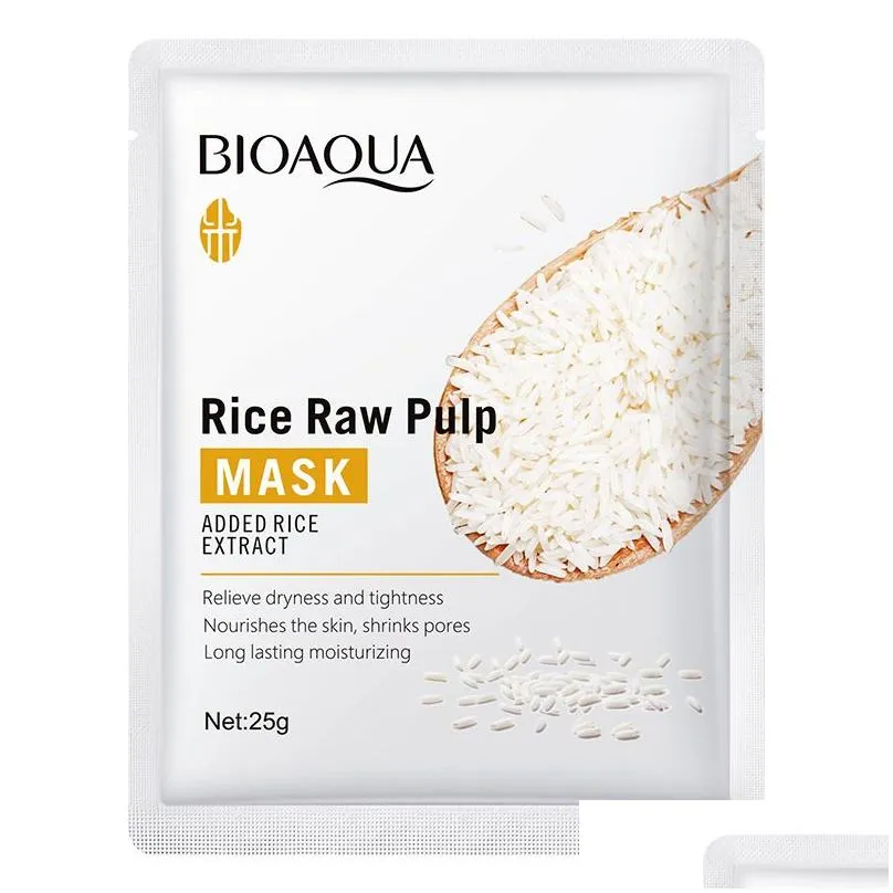 bioaoua white rice face sheet facial mask korean skin care moisturizing face mask