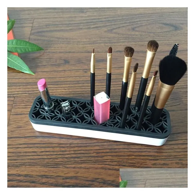 silicone makeup brush organizer storage box lipstick toothbrush pencil cosmetic brush holder stand multifunctional make up tool