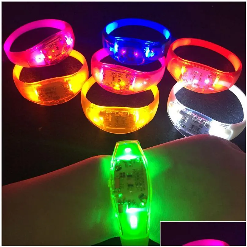 silicone sound controlled led light bracelet festive party supplies activated glow flash bangle wristband gift wedding party favors wholesale carnival