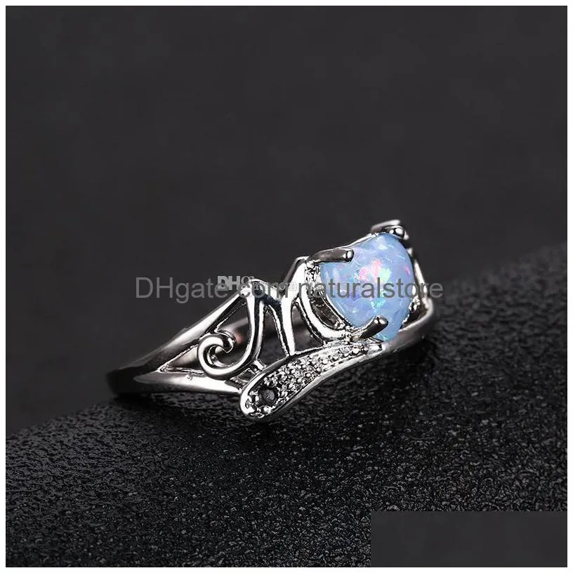 heart opal mom ring diamond cluster rings women mother fashion jewelry will and sandy