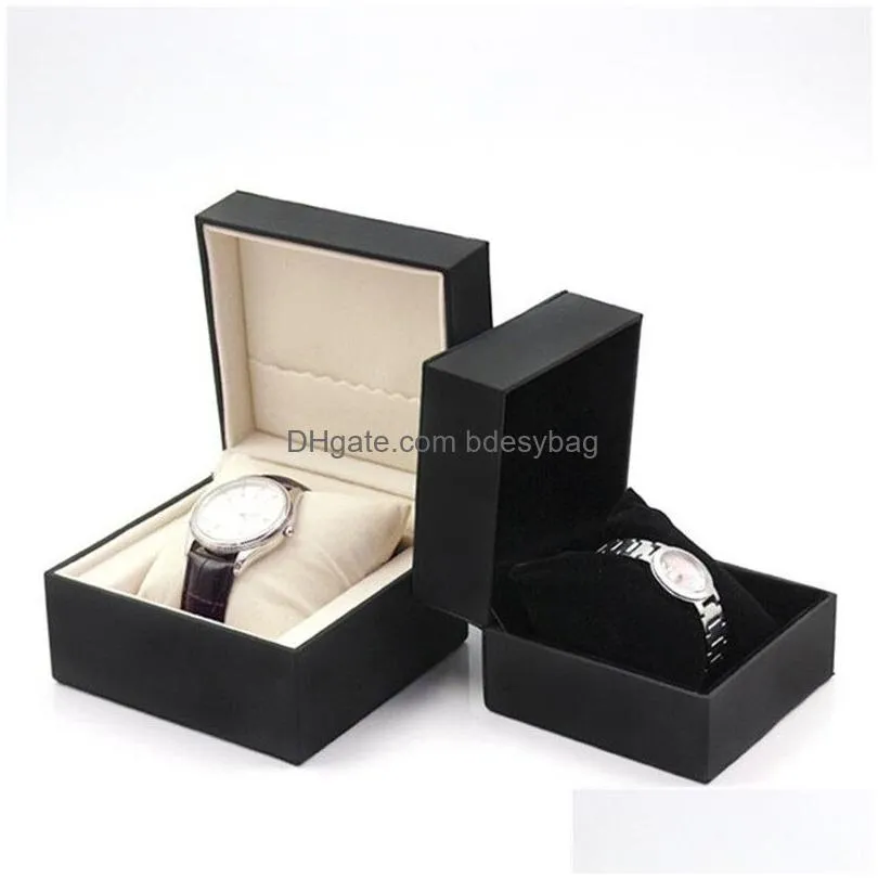 fashion watch boxes pu leather square watch case with pillow bracelet jewelry display box storage organizer holder