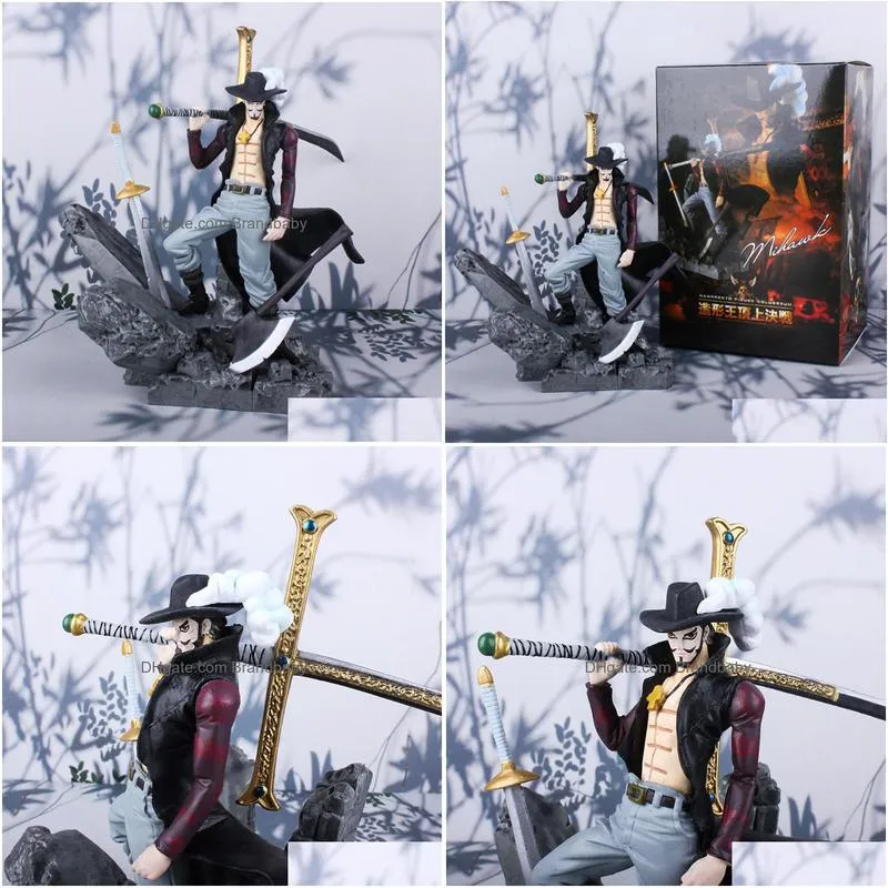 decompression toy 16cm anime one piece dracule mihawk figurine combat ver. pvc action figure collection model toys gift for collectible