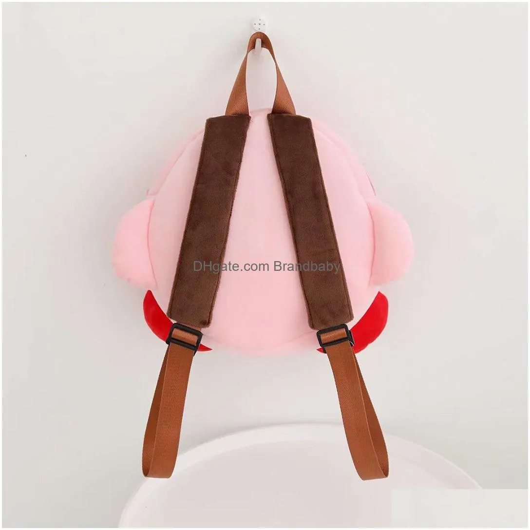 fashion cute pink kirby plush zipper backpack double shoulder bag student backpack big capacity festival gift 3 designs