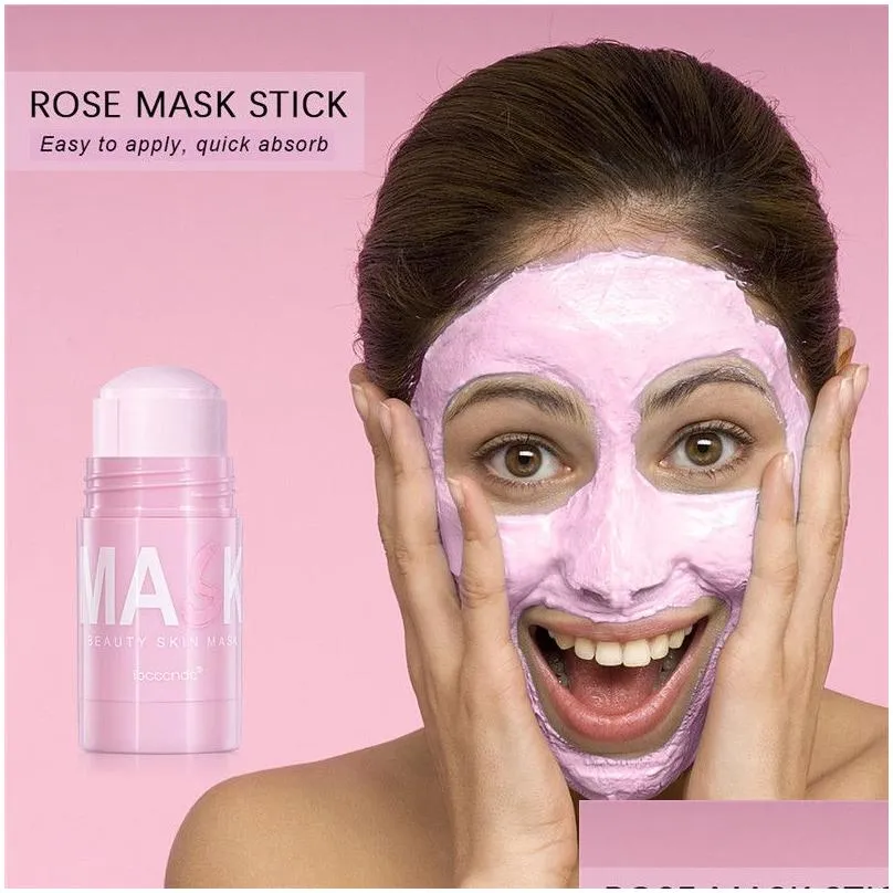 green tea rose cleansing solid mask purifying clay stick masks oil control anti-acne eggplant face skin care