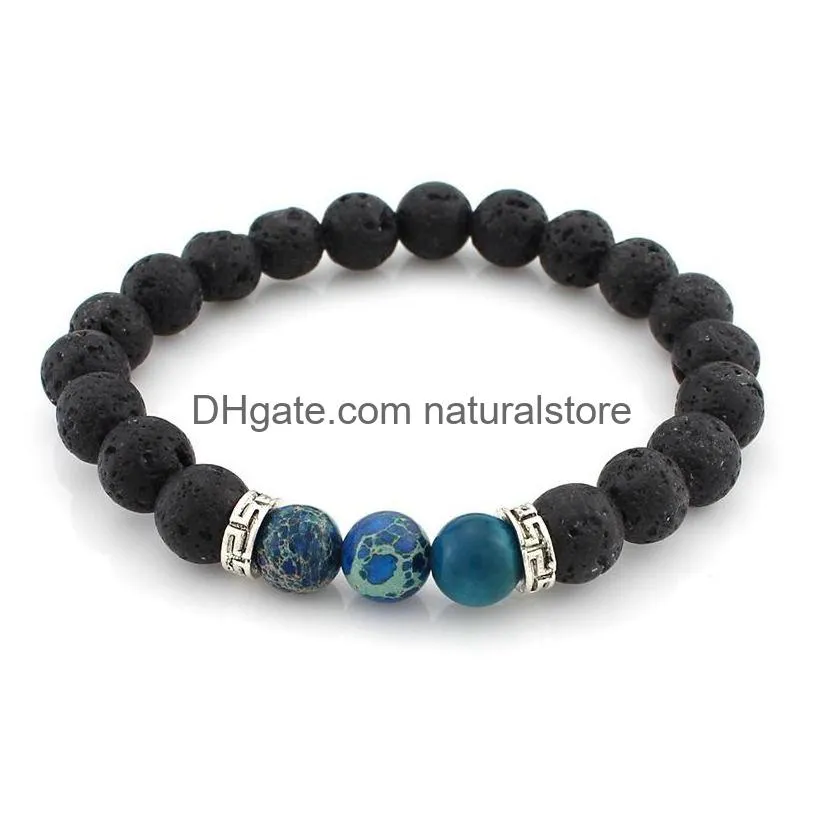 natural stone black lava beaded strands bracelets turquoise buddha oil diffuser bracelet fine jewelry for women