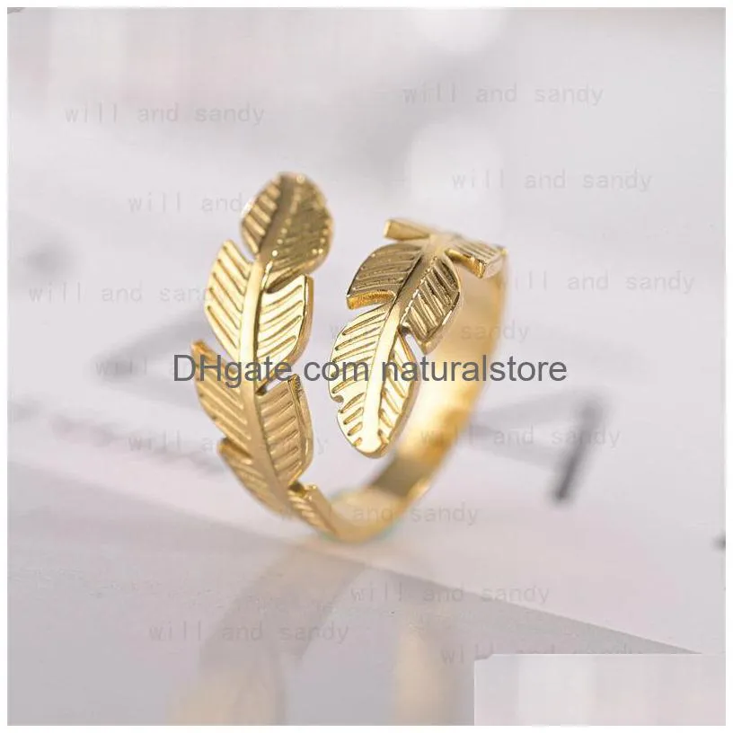 angel wing feather ring band wrap hip hop stainless steel rings for women men fashion fine jewelry will and sandy