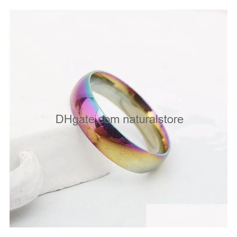 stainless steel rainbow ring band colorfull simple rings womens mens fashion jewelry will and sandy gift