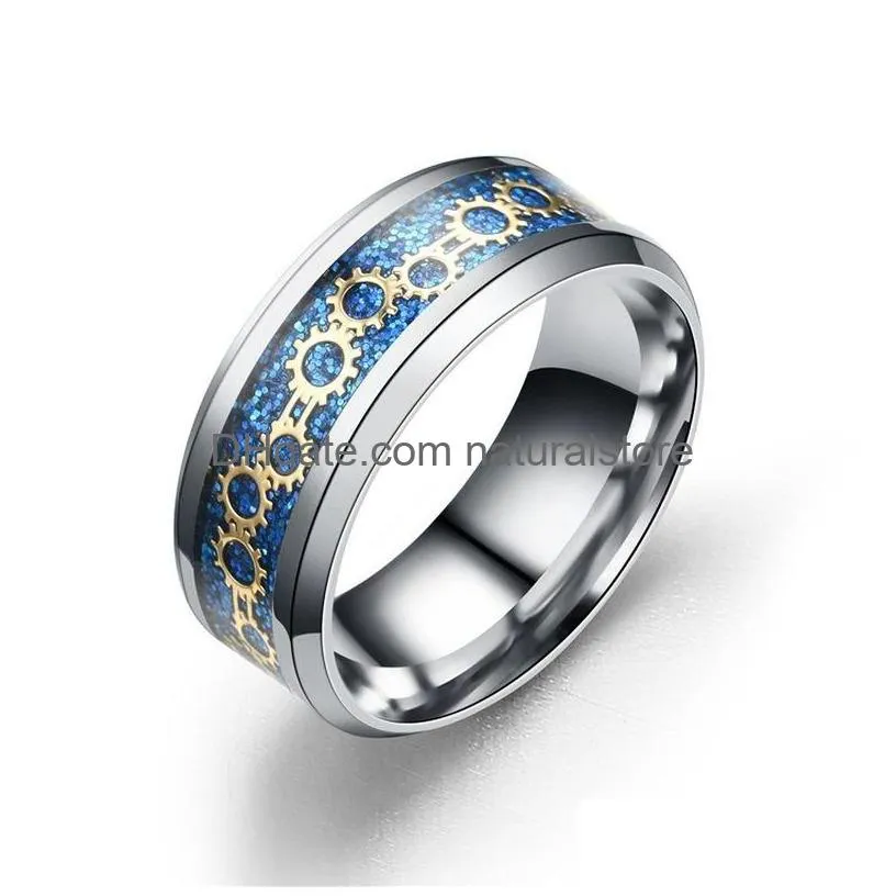 stainless steel mechanical gear ring band hip hop rings for women men fashion fine jewelry