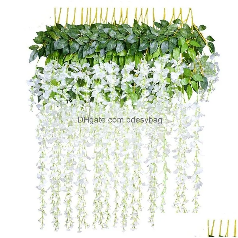 12pcs wisteria artificial flower 75cm 110cm simulation wisteria vine hanging flowers for christmas wedding home party 6 colors 3 types