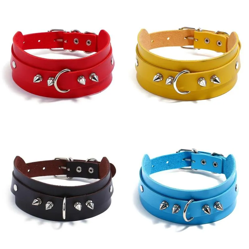 chokers wholesale price leather chain necklace stocks selling lots of colorful lady jewelry punk choker