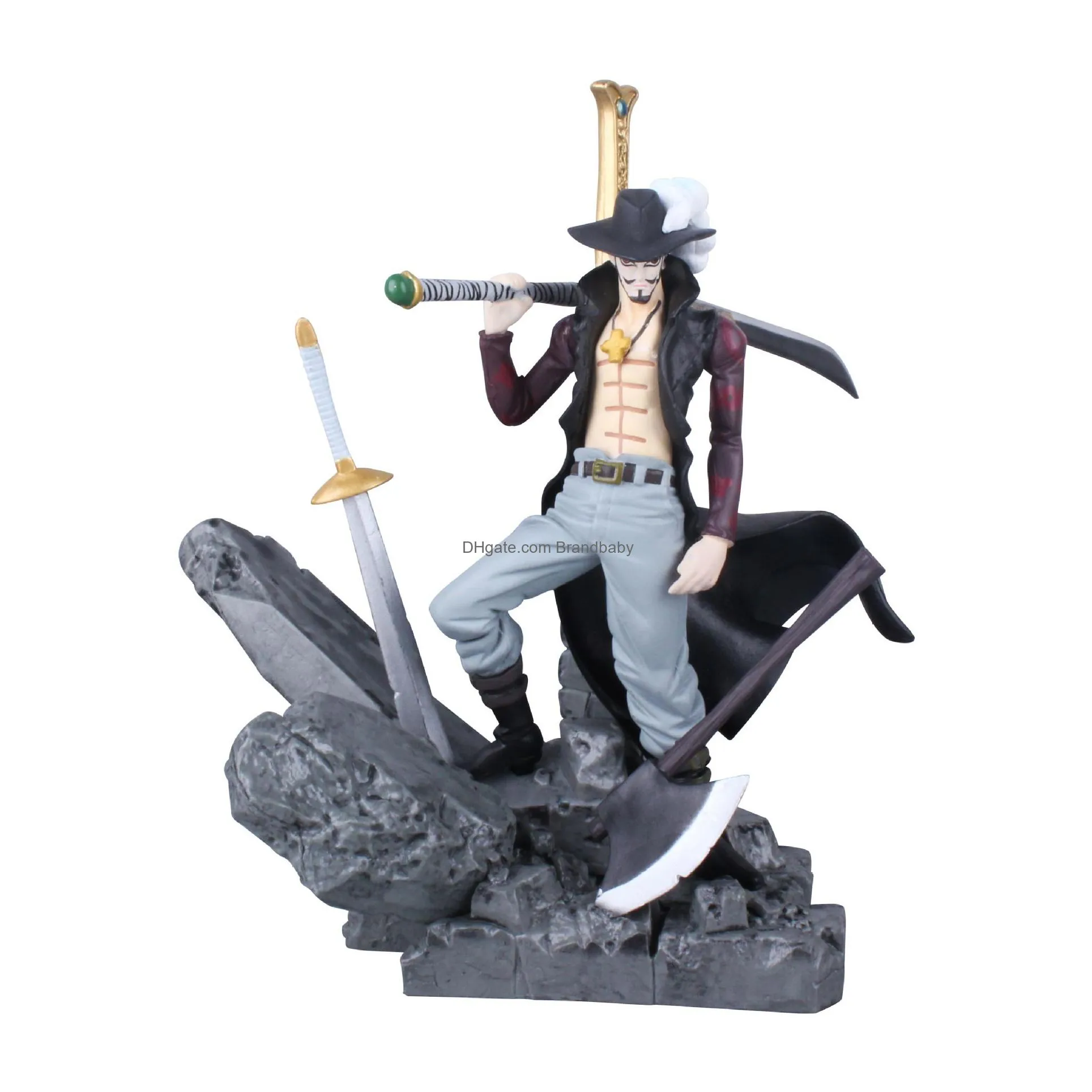 decompression toy 16cm anime one piece dracule mihawk figurine combat ver. pvc action figure collection model toys gift for collectible