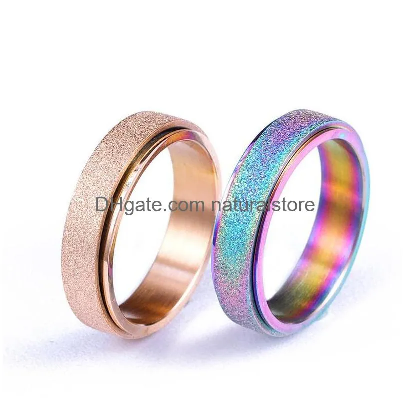 stainless steel rotatable band rings gold rainbow finger rotating spinner ring for women men fashion jewelry will and sandy