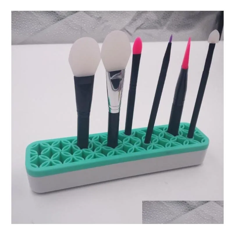 silicone makeup brush organizer storage box lipstick toothbrush pencil cosmetic brush holder stand multifunctional make up tool