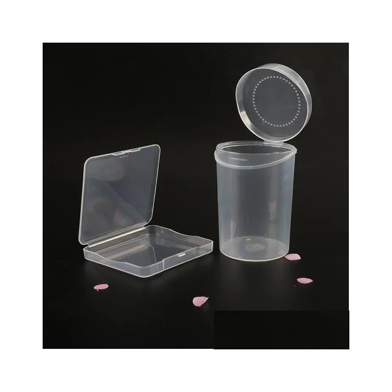 plastic transparent empty box container for cosmetic puff sponge false eyelash beads organizer case makeup tools