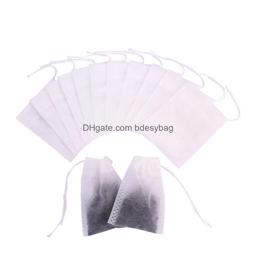 tea strainers filter bags coffee tools non-woven empty pouch with string bag for home kitchen use 100pcs