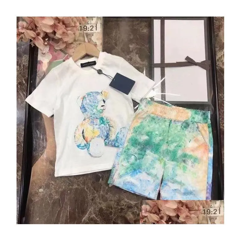 designer kids clothing sets baby boy shirts two-piece suit autumn girl suits child t shirts pants shorts 3 styles size 90-160 autum
