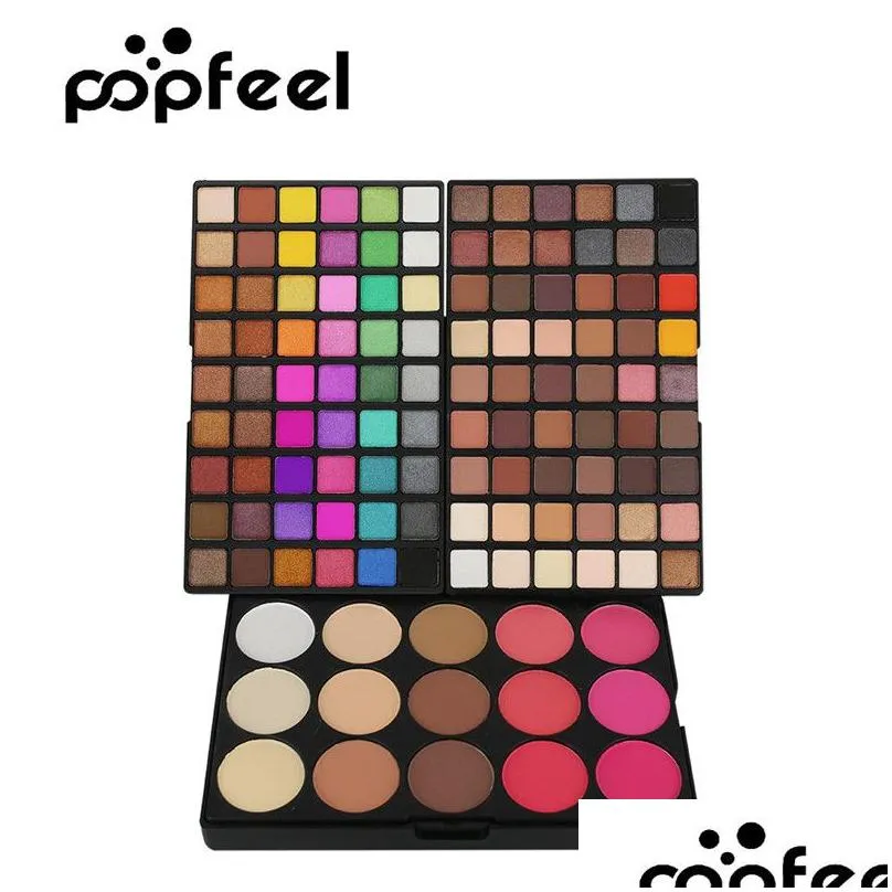 popfeel 123 colors make up matte 108 eyeshadow power palette add 15 color facial blush highlighter glitter pigment makeup pallete