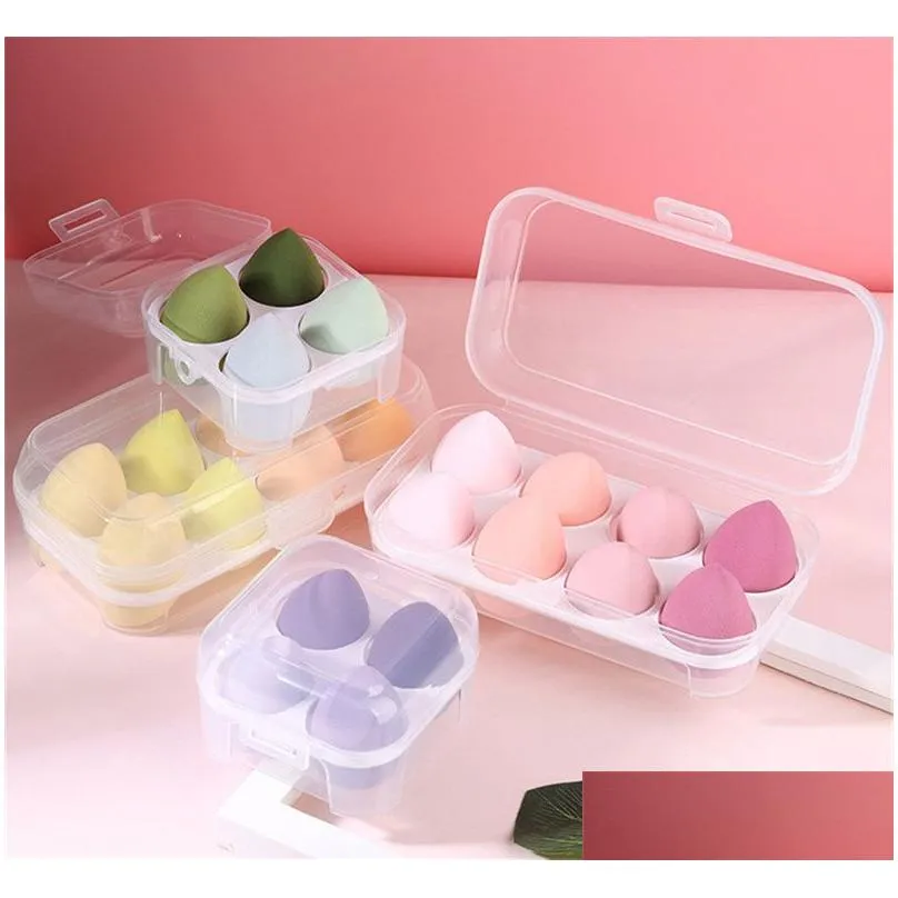 4pcs 8pcs makeup sponge with box foundation powder blush make up tool kit egg sponges cosmetic puff holder