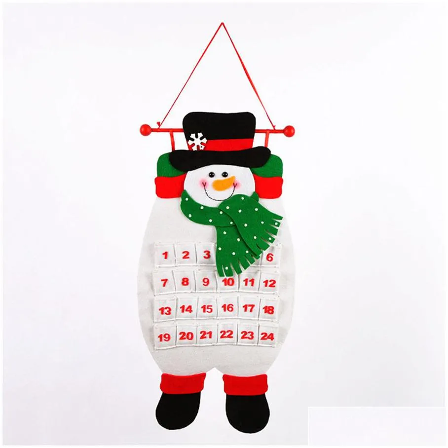 christmas advent calendar felt haning cloth santa claus snowman elk ornaments xmas gift new year christmas decoration prop jk1910