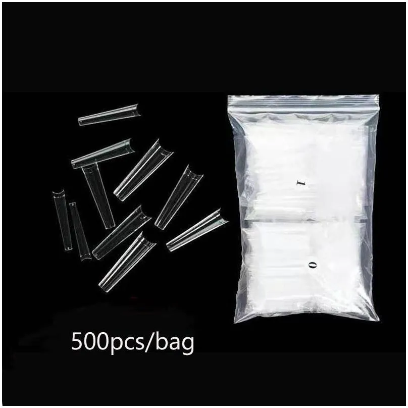false nails non c-curve xxl long coffin acrylic nail tips straight square half cover artificial extension system tool