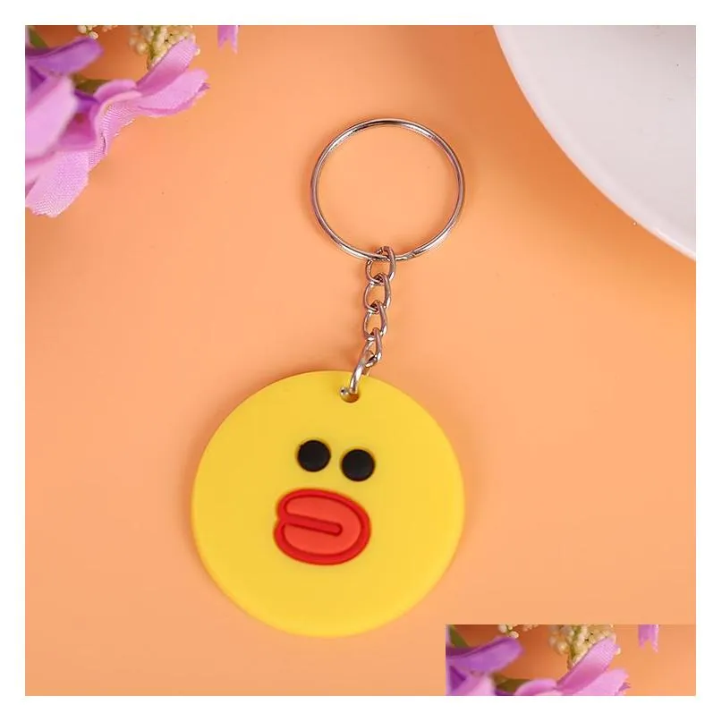 100 pcs cartoon anime keychain party favor cute keyrings wholesale pvc colorful pendants gift key ring holiday charms sets school rewards party supplier