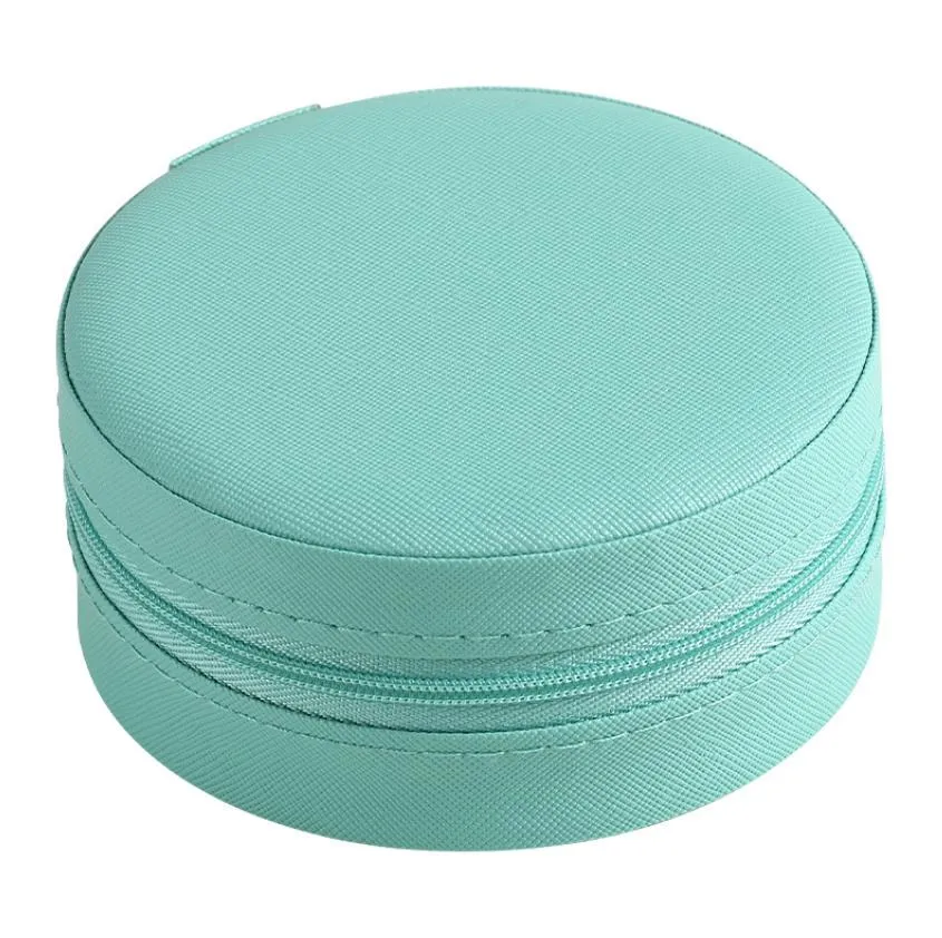 display travel jewelry round case boxes portable box pu leather storage packaging box organizer gift display case