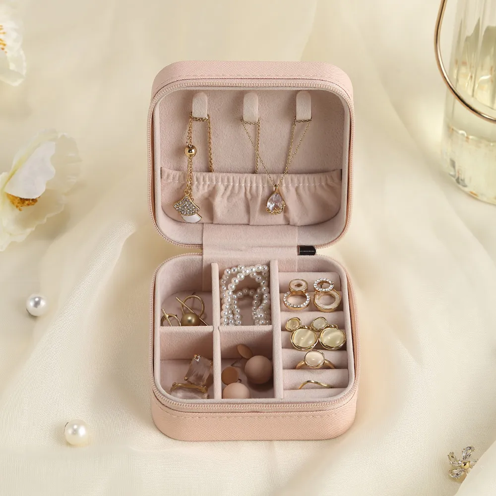 jewelry boxes packaging display portable small box women travel jewellery organizer pu leather mini case ring