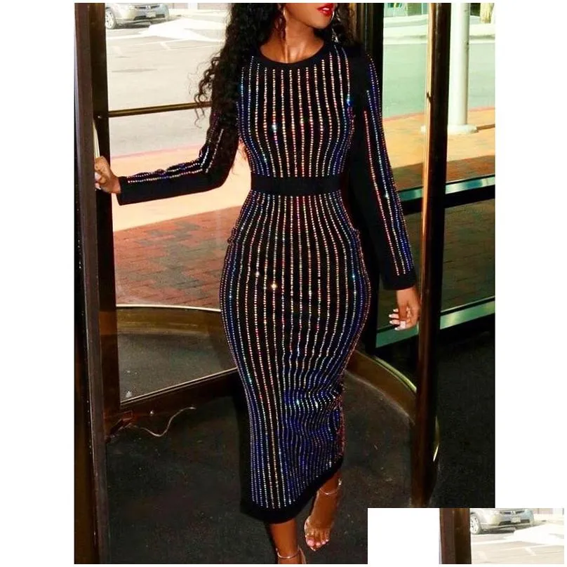 stripes binding sequin party dress women long sleeve diamonds bodycon sexy shinny skinny vestidos verano 2021