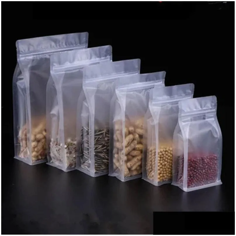frosted stand up matte bag plastic zipper pouch reusable airtight food storage packaging bags flat bottom pouches for tea snack