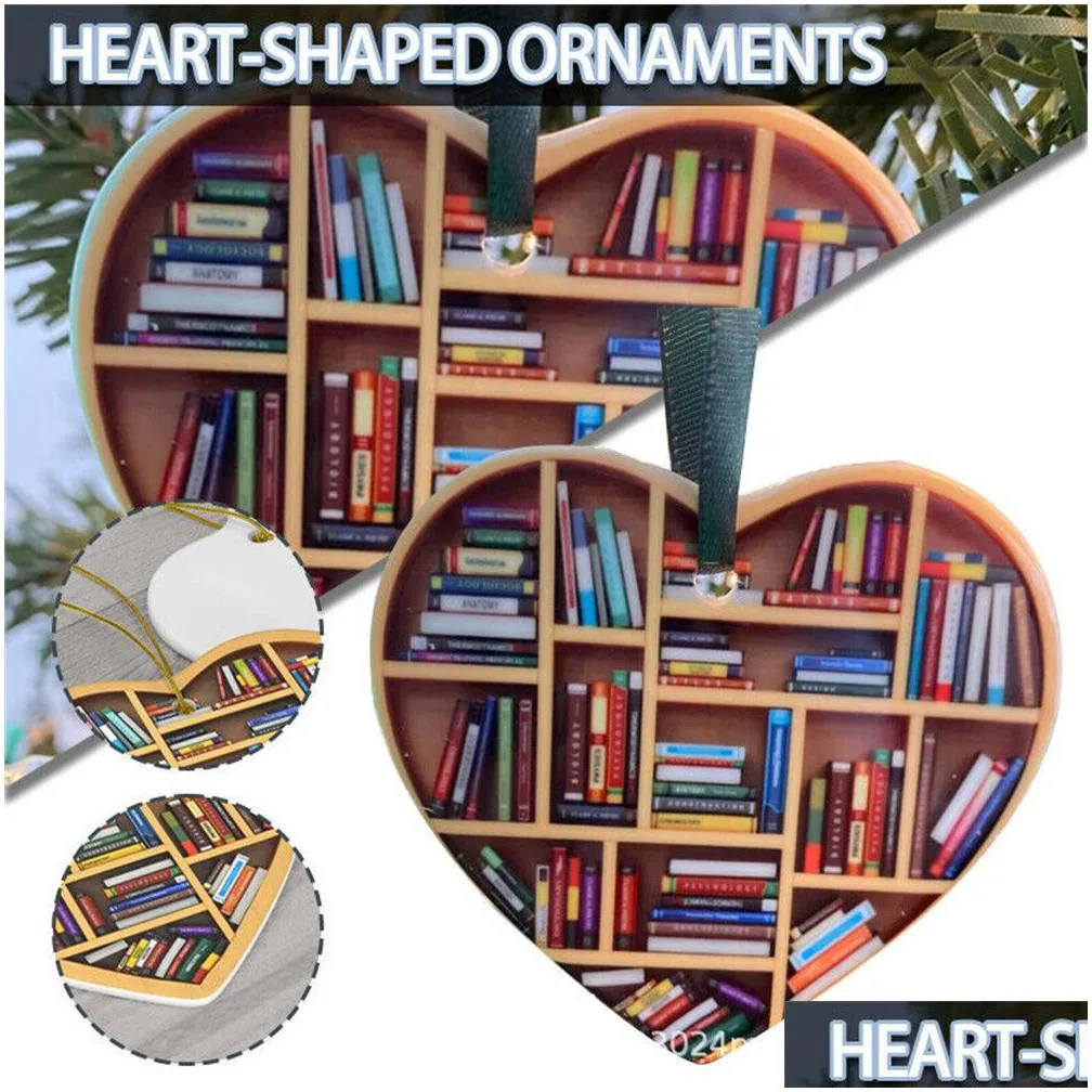 factory christmas decorations acrylic ornament book lovers heart librarian ornaments gift for her hanging lover bookworm keyring kd1