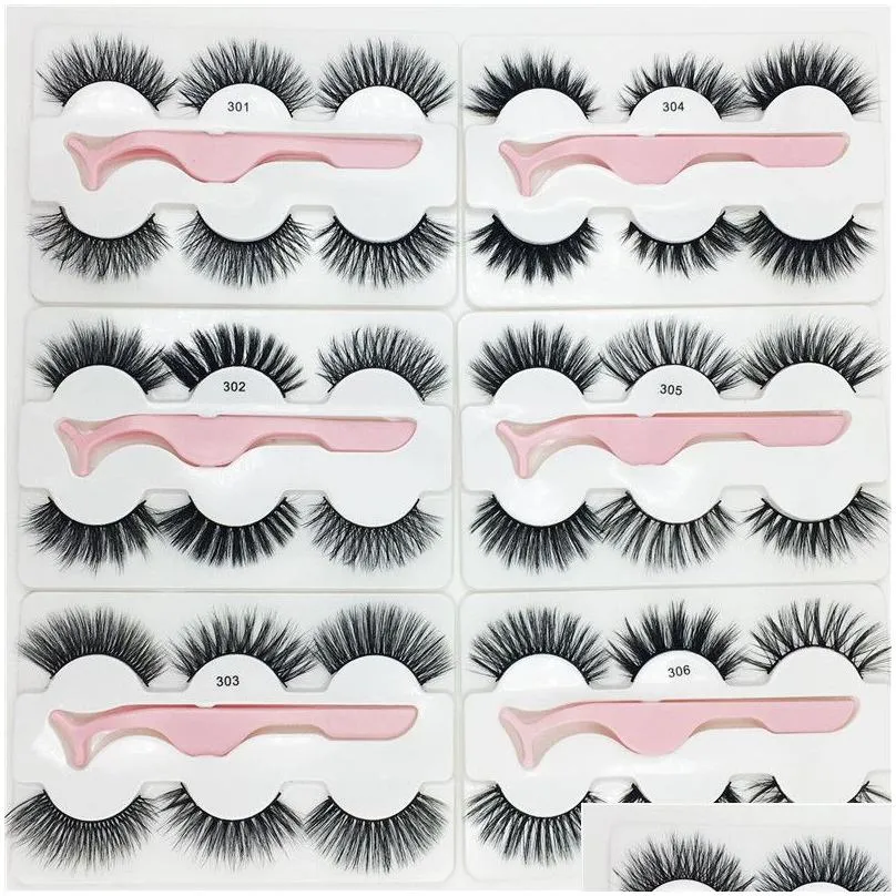 new 3pairs/set mix styles 3d mink eyelashes natural soft false eye lashes pack set wispies fake eyelash extension with lash tweezer applicator makeup tool