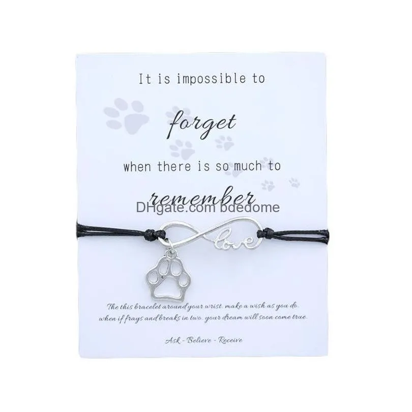 paw infinity love remembrance dog paw memorial bracelet women infinity love dogs lover animal charms pendant bracelet gift