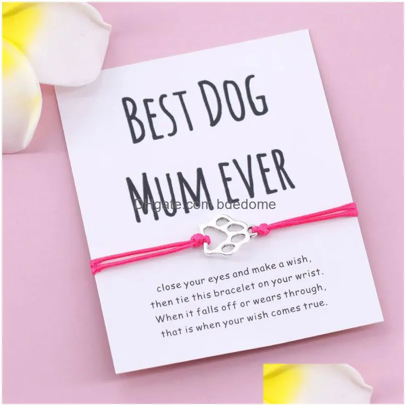 best dog mum ever bracelet dog mom charm paw print bracelet for women men friendship bracelet gift pet dog parent