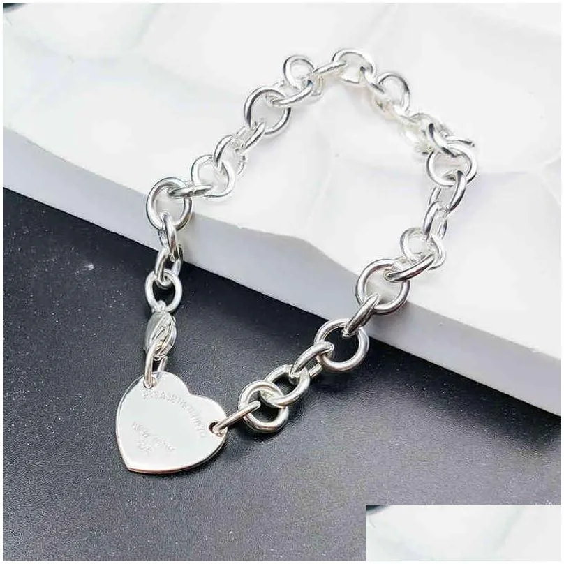 bracelet for women 925 sterling silver heart-shaped pendant o-shaped chain high quality luxury brand jewelry girlfriend gift co