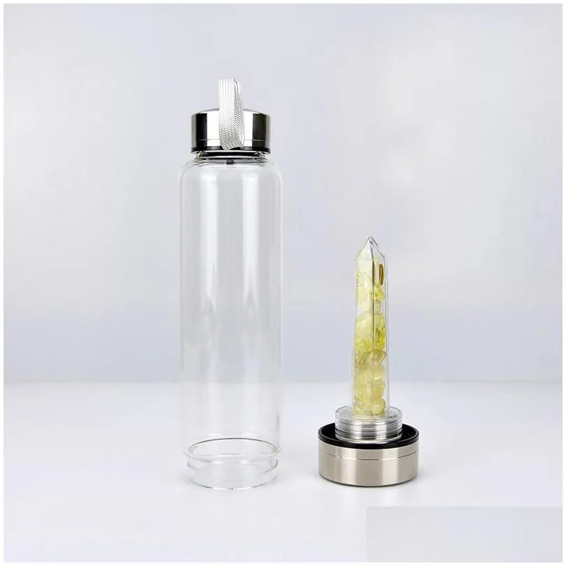  natural quartz gem glass water bottle direct drinking glass crystal cup 8 styles dhs fast 