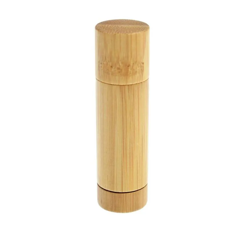 round cosmetic packaging bottles empty bamboo lipstick tube lip balm container gloss storage tubes for women