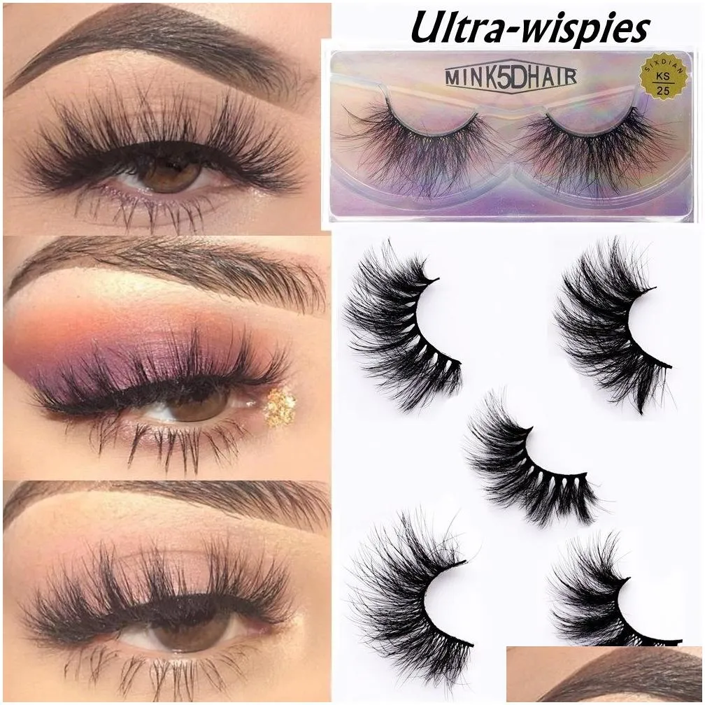 25mm false eyelashes 3d natural curl lashes faux mink hair dramatic long wispies fluffy eyelash full strips fake eye lash extension makeup tool