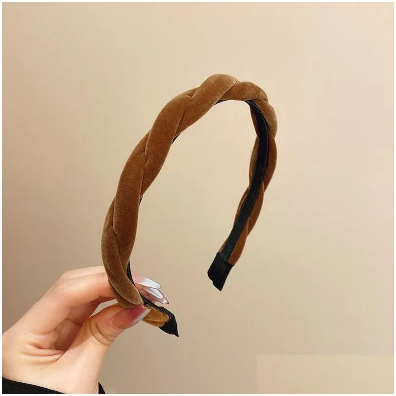 elegant velvet fried dough twist hair band for womens face wash for advanced pressure headwear autumn/winter 2022 accessories